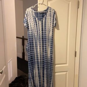 Blue and white maxi dress